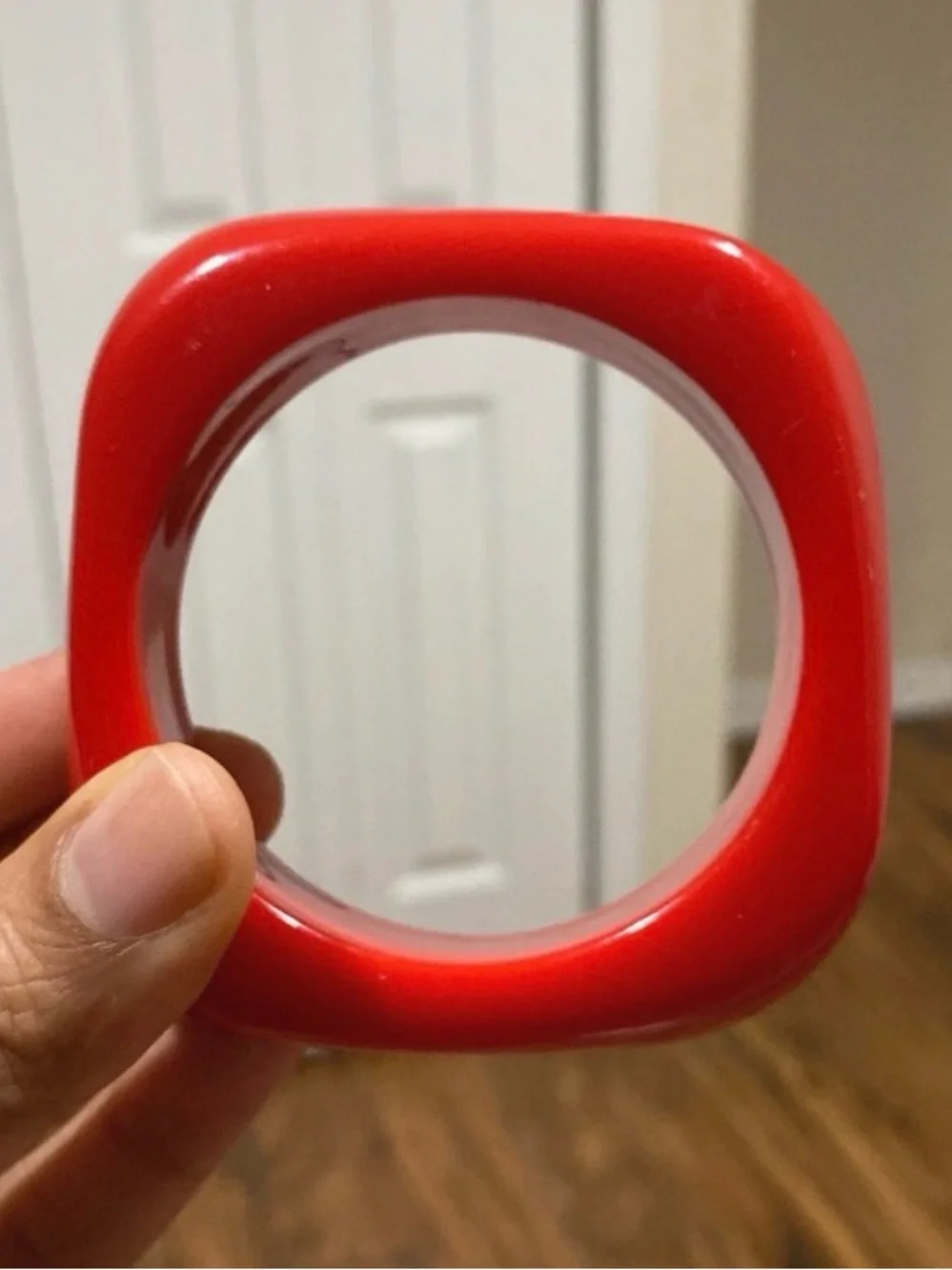 Red Sculptural Acrylic/Resin Bangle Bracelet